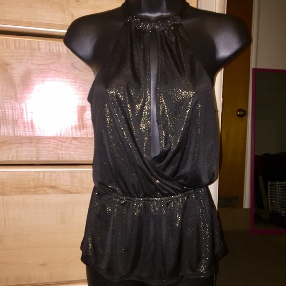 Gold Sparkle Evening Top From G By Guess Fits XS, S, M - Picture 4 of 8